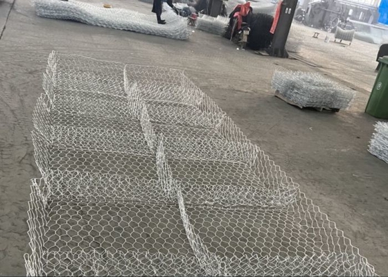 Heavy Hot Dip  Gabion Stone Wall สังกะสีไฮดรอลิค ใช้งาน