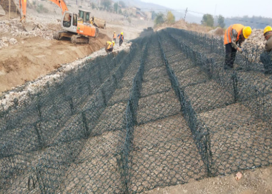 PVC Coating  Gabion Mattress Weaved Mesh Gabion ISO9001 ยอมรับการป้องกันความชันของ Gabion กระเป๋าสตางค์ Gabion