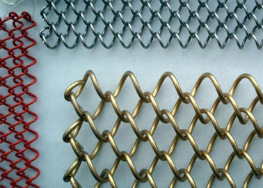 การตกแต่งโลหะ Mesh ผ้าม่านอลูมิเนียมทอง 6mm X 6mm ปรับแต่งห้องแบ่ง