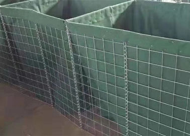 ช่องสี่เหลี่ยม ป้องกันทหาร กล่องเกาบิออน Mesh กับ Geotextile เขียว