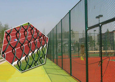 โลหะคาร์บอน สแตนเลสเหล็กกระปุก Chain Link Mesh Fence Diamond Pattern With Metal Round Post สายราง