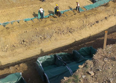 PP Geotechnical Bags บังเกอร์ทหาร Galfan Metal Gabion ตะกร้า