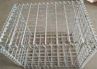 Gabions ลวดตาข่ายรอยสีเงินที่นอนรูปทรงสี่เหลี่ยม / รอบ